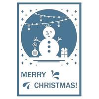 Festive 3D postcard in the style of papercut, with a Christmas snowman, vector illustration