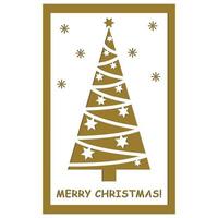 Multi layered 3D Christmas card with a papercut style Christmas tree, vector illustration, Laser cut paper