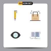 User Interface Pack of 4 Basic Flat Icons of pen face bag shop vision Editable Vector Design Elements