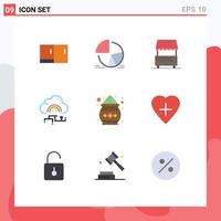 Modern Set of 9 Flat Colors and symbols such as connect cloud pie chart network kiosk Editable Vector Design Elements