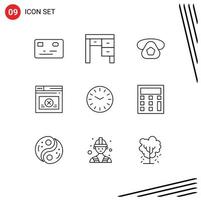 9 iconos creativos signos y símbolos modernos de tiempo de limpieza llamar al sitio web elementos de diseño vectorial editables seguros vector