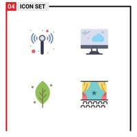 Group of 4 Modern Flat Icons Set for technology spring cloud ecology debut Editable Vector Design Elements