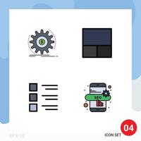 Set of 4 Modern UI Icons Symbols Signs for finance list making layout view Editable Vector Design Elements