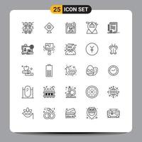 Pack of 25 Modern Lines Signs and Symbols for Web Print Media such as contract business software map moon Editable Vector Design Elements