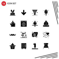 Stock Vector Icon Pack of 16 Line Signs and Symbols for fingers mirror badminton hand sport Editable Vector Design Elements
