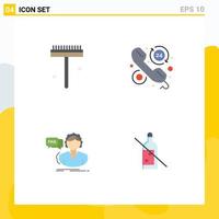 Group of 4 Modern Flat Icons Set for garden faq shovel help call Editable Vector Design Elements