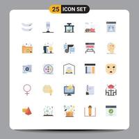 25 Universal Flat Color Signs Symbols of document research stop lab kareem Editable Vector Design Elements