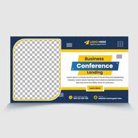 Business conference web page banner and video thumbnail design template vector editable file, easy-to-clip image, text for ready to upload