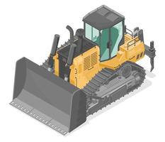Construction vehicle work tractor excavato yellow Bulldozer quarry heavy machine work tractor excavato machinery isometric vector