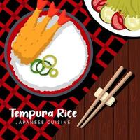 tempura rice flat style illustration design vector