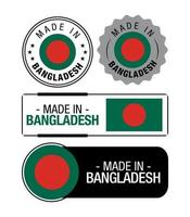 Set of Made in Bangladesh labels, logo, Bangladesh Flag, Bangladesh Product Emblem vector