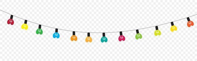 Christmas lights string on transparent background vector