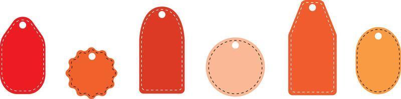 Set of sale tags and labels. Price tag collection. Vector hanging red sales tags with optional transparent shadow. Paper labels set. Special offer. Blank, discount, and price.