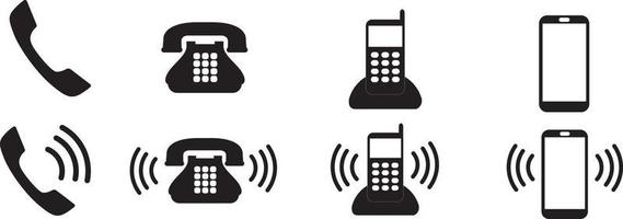 Ringing phone simple icon set. Smartphone ringing. Phone sign. Vector