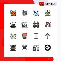 Universal Icon Symbols Group of 16 Modern Flat Color Filled Lines of dinner festival arrow event autumn Editable Creative Vector Design Elements