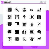 User Interface Pack of 25 Basic Solid Glyphs of hotel chair globe banch tissue paper Editable Vector Design Elements