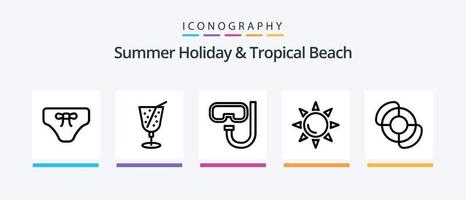 paquete de iconos de línea de playa 5 que incluye. pelota de playa. beber. playa. playa. diseño de iconos creativos vector