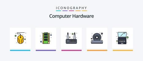 la línea de hardware de la computadora llenó el paquete de 5 íconos que incluye . ratón. puerto. hardware. Wifi. diseño de iconos creativos vector