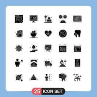 25 Thematic Vector Solid Glyphs and Editable Symbols of midi keyboard weight controller mechanization Editable Vector Design Elements