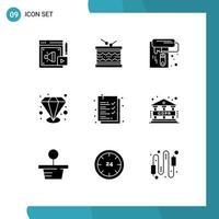 Set of 9 Modern UI Icons Symbols Signs for clipboard value able st quality tool Editable Vector Design Elements