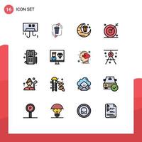 Set of 16 Modern UI Icons Symbols Signs for search media management engine festival Editable Creative Vector Design Elements