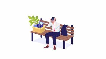 Animated jobless male character. Fear of not having enough money. Full body flat person on white background with alpha channel transparency. Colorful cartoon style HD video footage for animation