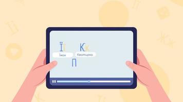 animado aprende el concepto ucraniano. elemento plano de dibujos animados 2d en bucle en el fondo con transparencia de canal alfa para diseño web. secuencias de vídeo de alta definición. aplicación de idiomas en línea animación de ideas creativas video