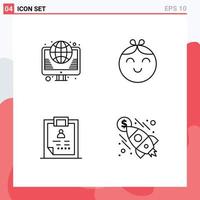 4 Creative Icons Modern Signs and Symbols of globe diagnosis web child medical Editable Vector Design Elements