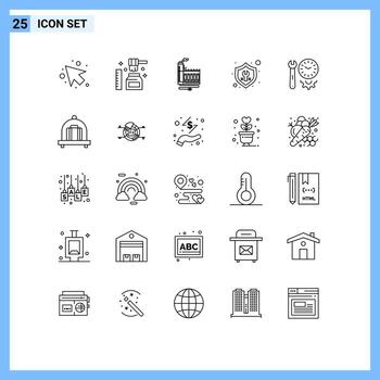 Pictogram Set of 25 Simple Lines of clock repair resource tools fix Editable Vector Design Elements