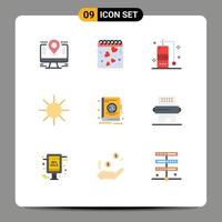 paquete de iconos vectoriales de stock de 9 signos y símbolos de línea para dirección de oficina elementos de diseño vectorial editables de círculo de rayos románticos vector