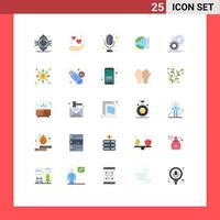 25 User Interface Flat Color Pack of modern Signs and Symbols of cd hot sauna global earth Editable Vector Design Elements