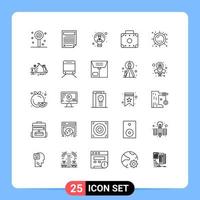 Line Pack of 25 Universal Symbols of heat luggage report briefcase person Editable Vector Design Elements