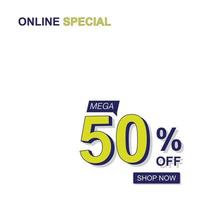 50 percent Mega Discount sale. vector illustration banner