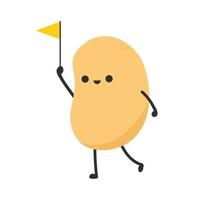 Soybean character design. Soybean on white background. Yellow flag vector. vector