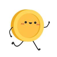 Coin character design. Glad. Coin and Smart phone cartoon vector. vector