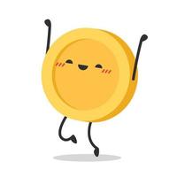 Coin character design. Glad. Coin and Smart phone cartoon vector. vector