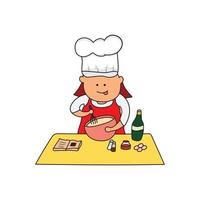 kids drawing Vector illustration of a chef makes a delicious cooking dough