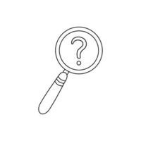 hand drawn vector illustration of magnifying glass with question mark