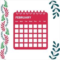 February Month Calendar vector