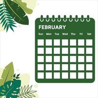 calendario del mes de febrero vector