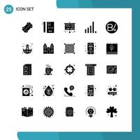 25 Universal Solid Glyphs Set for Web and Mobile Applications panama balboa education signal connection Editable Vector Design Elements