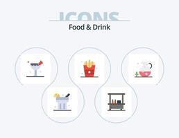 paquete de iconos planos de comida y bebida 5 diseño de iconos. papas fritas. come. beber. come vector