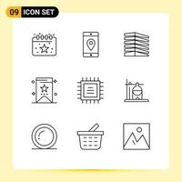 Group of 9 Outlines Signs and Symbols for chip price map bookmark real Editable Vector Design Elements