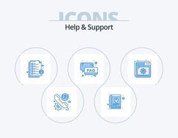 Help And Support Blue Icon Pack 5 Icon Design. support. help. service. faq. message vector