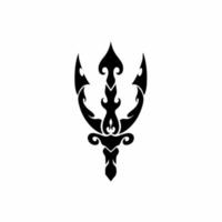 Trident Symbol Logo. Tribal Tattoo Design. Stencil Vector Illustration