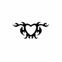 Love Symbol Logo. Tribal Tattoo Design. Stencil Vector Illustration