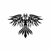 Phoenix Bird Logo. Tribal Tattoo Design. Stencil Vector Illustration