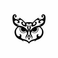 Tribal Owl Logo. Tattoo Design. Stencil Vector Illustration