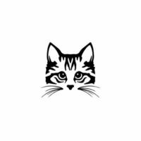 Cat Symbol Logo. Tribal Tattoo Design. Stencil Vector Illustration