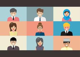 Video conference screen flat style vector